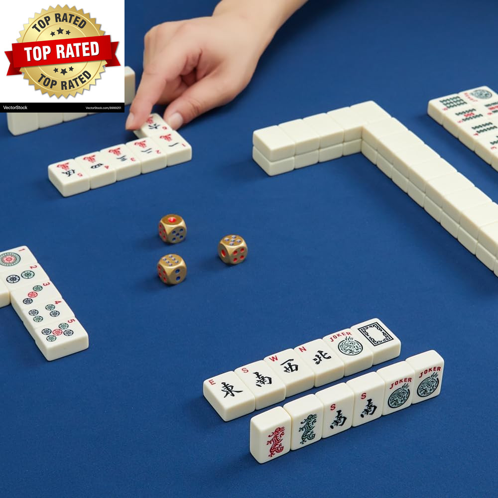 American Mahjong Tiles 166 Quality Ivory Tiles with 3 Golden Dices & Rules Instr