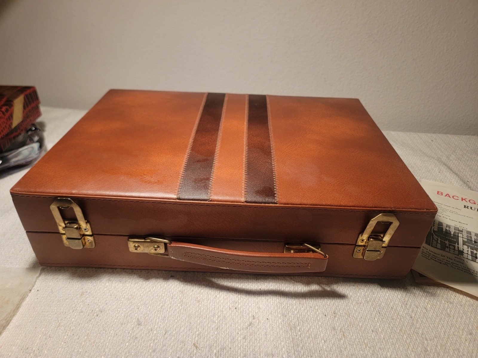 Sunny Brand Vintage Backgammon Set Game With Case Faux Leather W/instructions