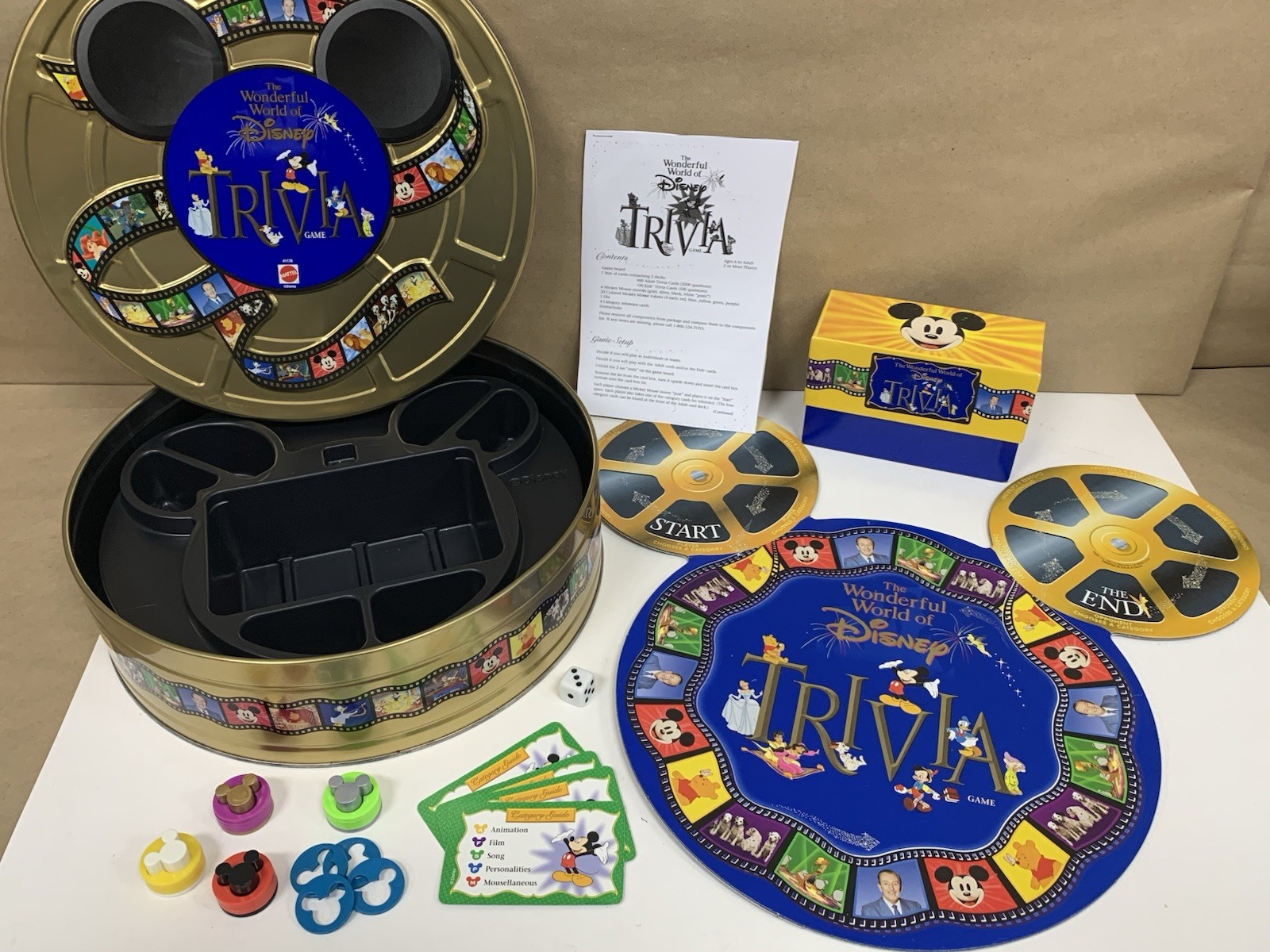Vintage 1990’s 1997 The Wonderful World Of Disney Trivia Game in Tin Complete