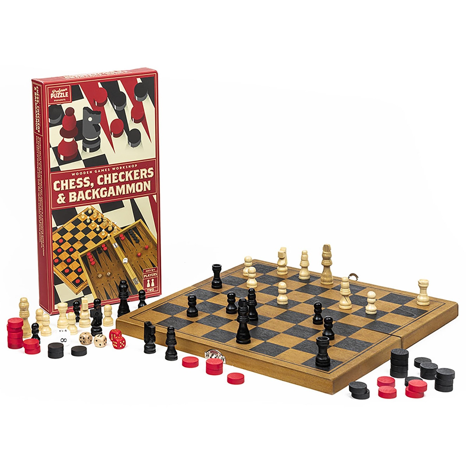 Wooden Chess, Checkers & Backgammon – Portable Three in One Combination Game …