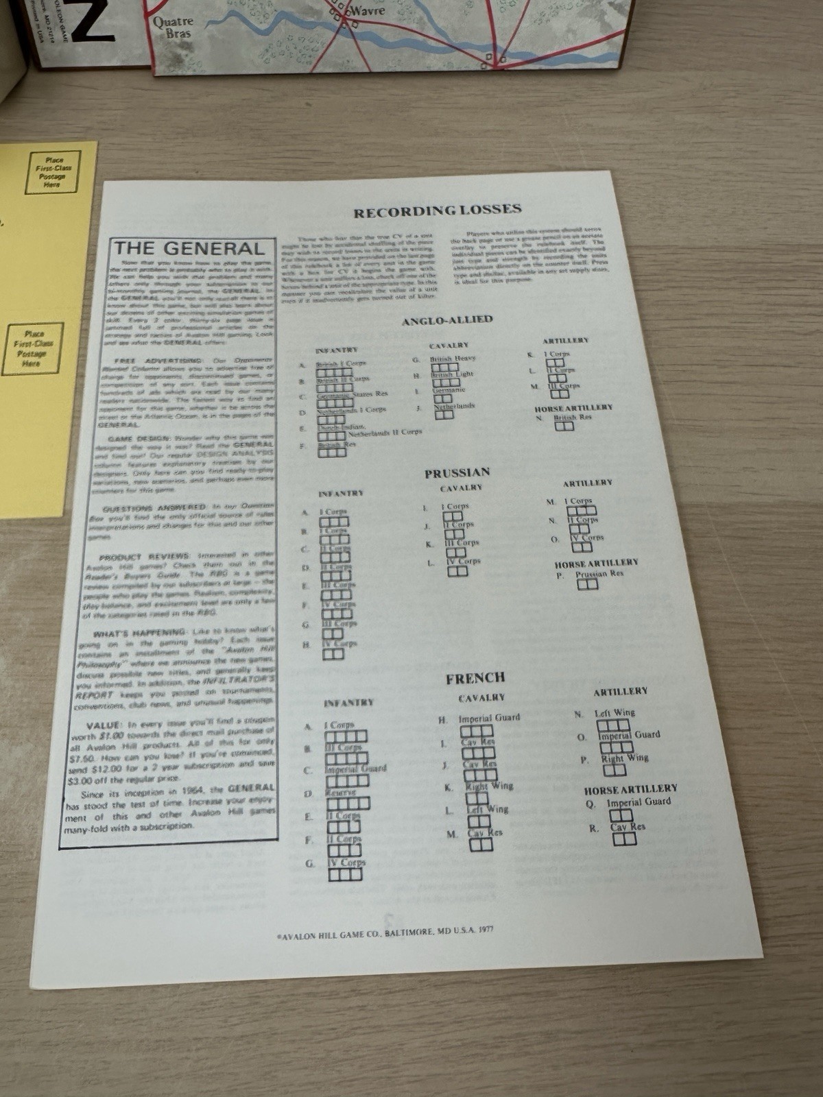 Napoleon: The Waterloo Campaign Game – 1977 Avalon Hill #826 – COMPLETE!