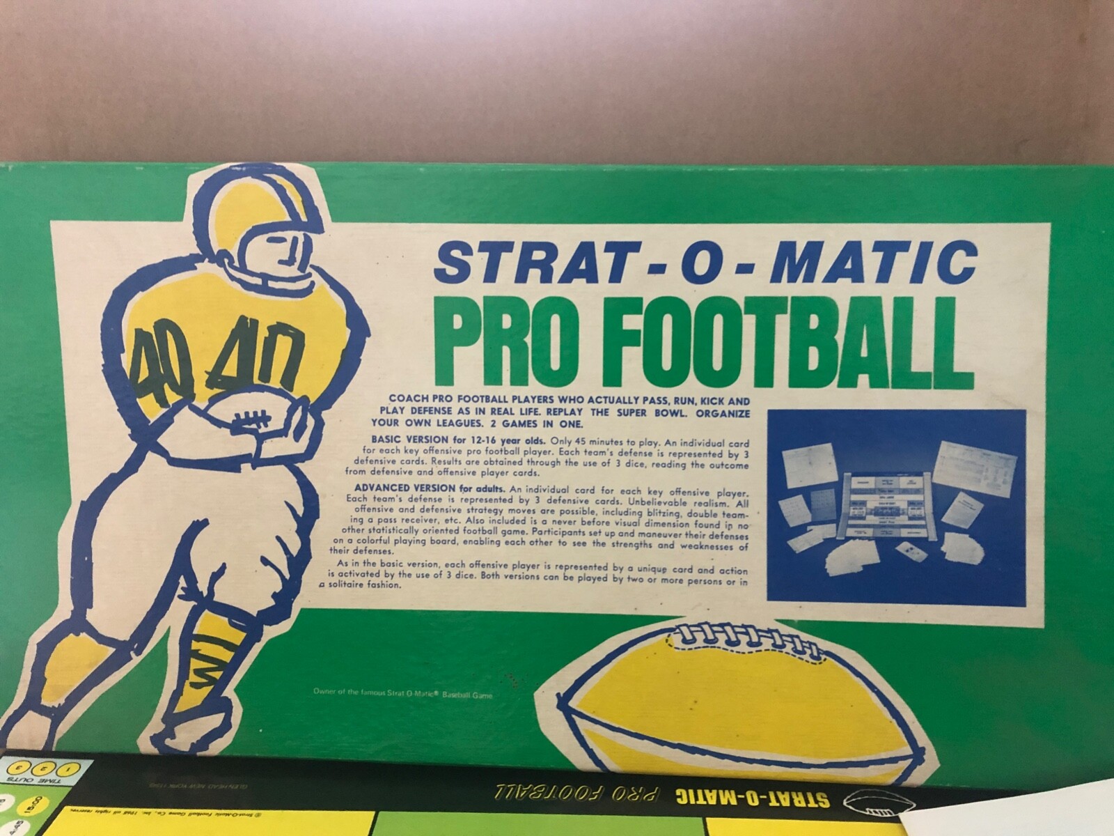 1968 STRAT-O-MATIC PRO FOOTBALL Board Game Box MIAMI DOLPHINS MINNESOTA VIKINGS