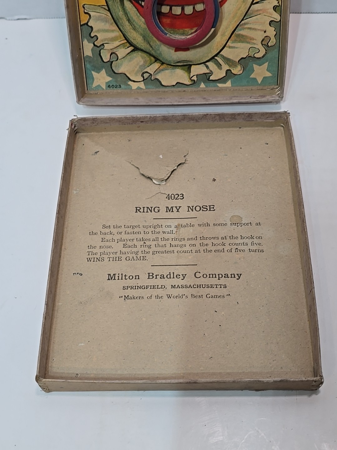 Antique Milton Bradley Ring My Nose Clown Ring Toss Game Complete with Rings