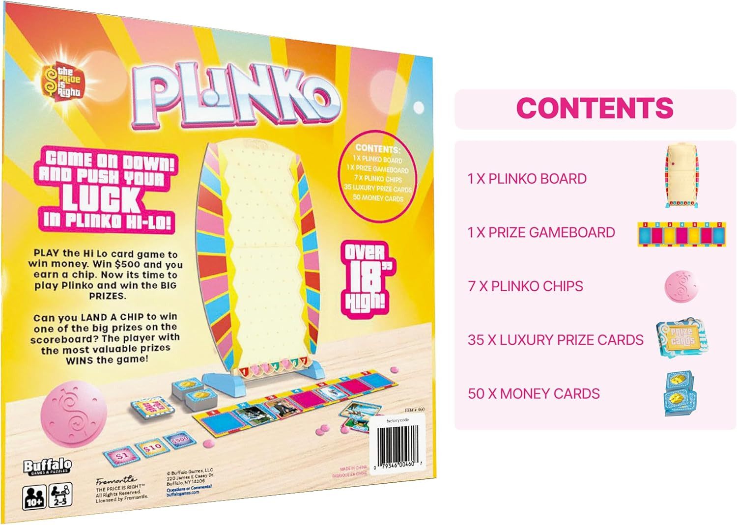 Buffalo Games Plinko Board Game – Model Plink Hi-Lo, 18-Inch, Multicolor – Fast-