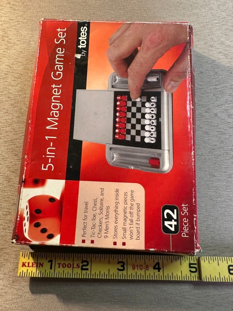 Totes 5-in-1 Magnet Travel Game Set Chess Checkers Solitaire Tic Tac Toe