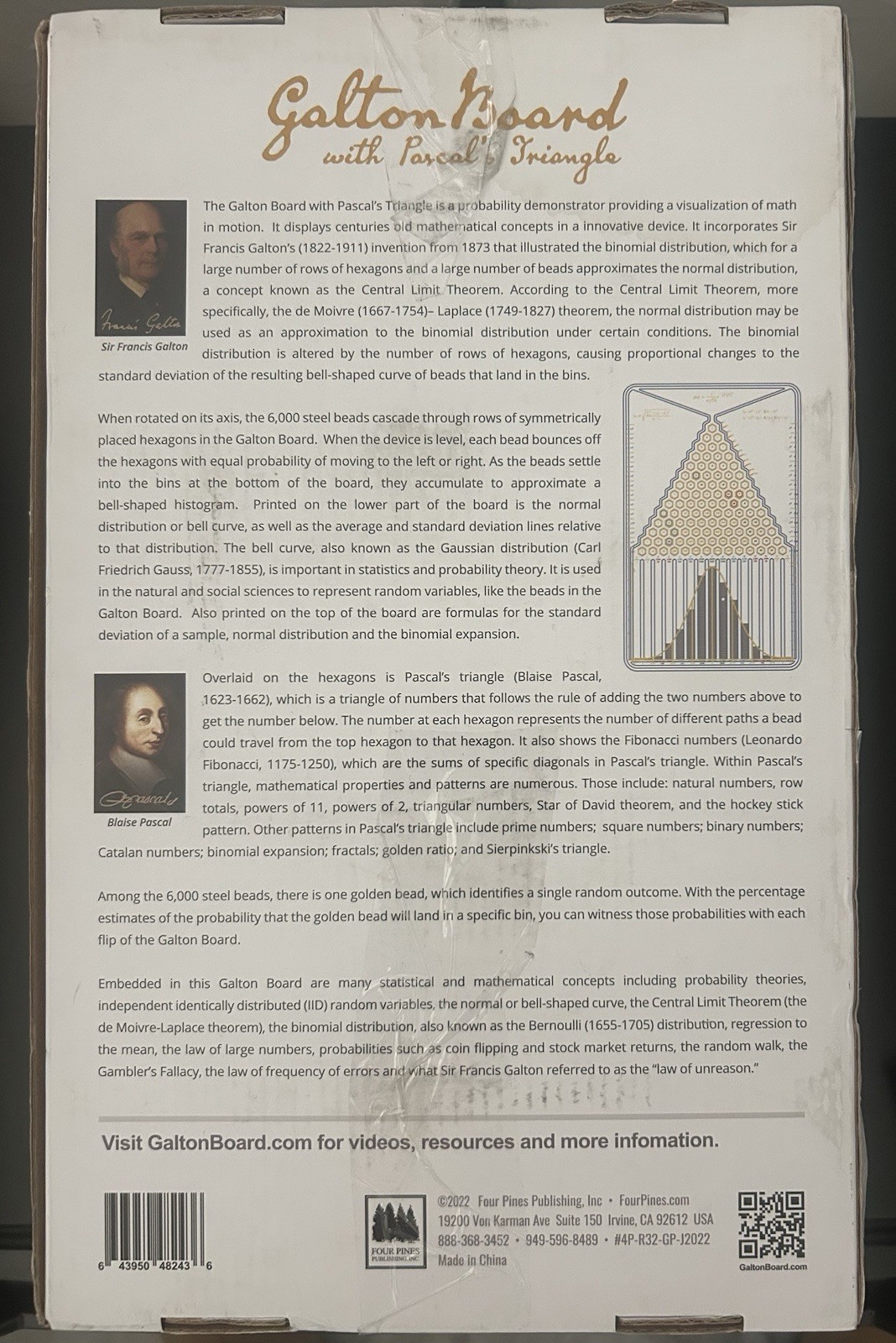 Galton Board With Pascal’s Triangle Probability Demonstrator Four Pines New