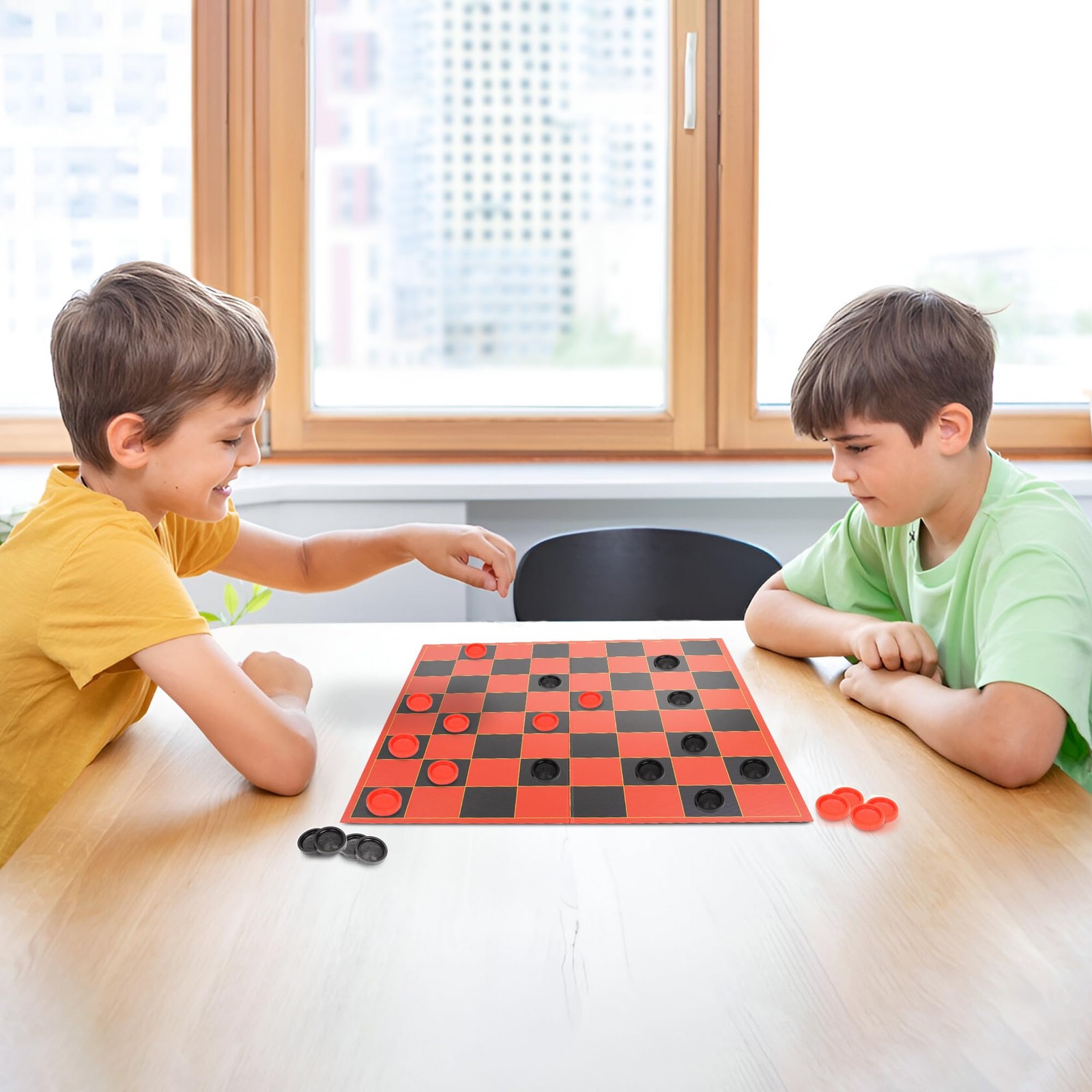 Checkers — Classic Game with Folding Board and Interlocking Checkers