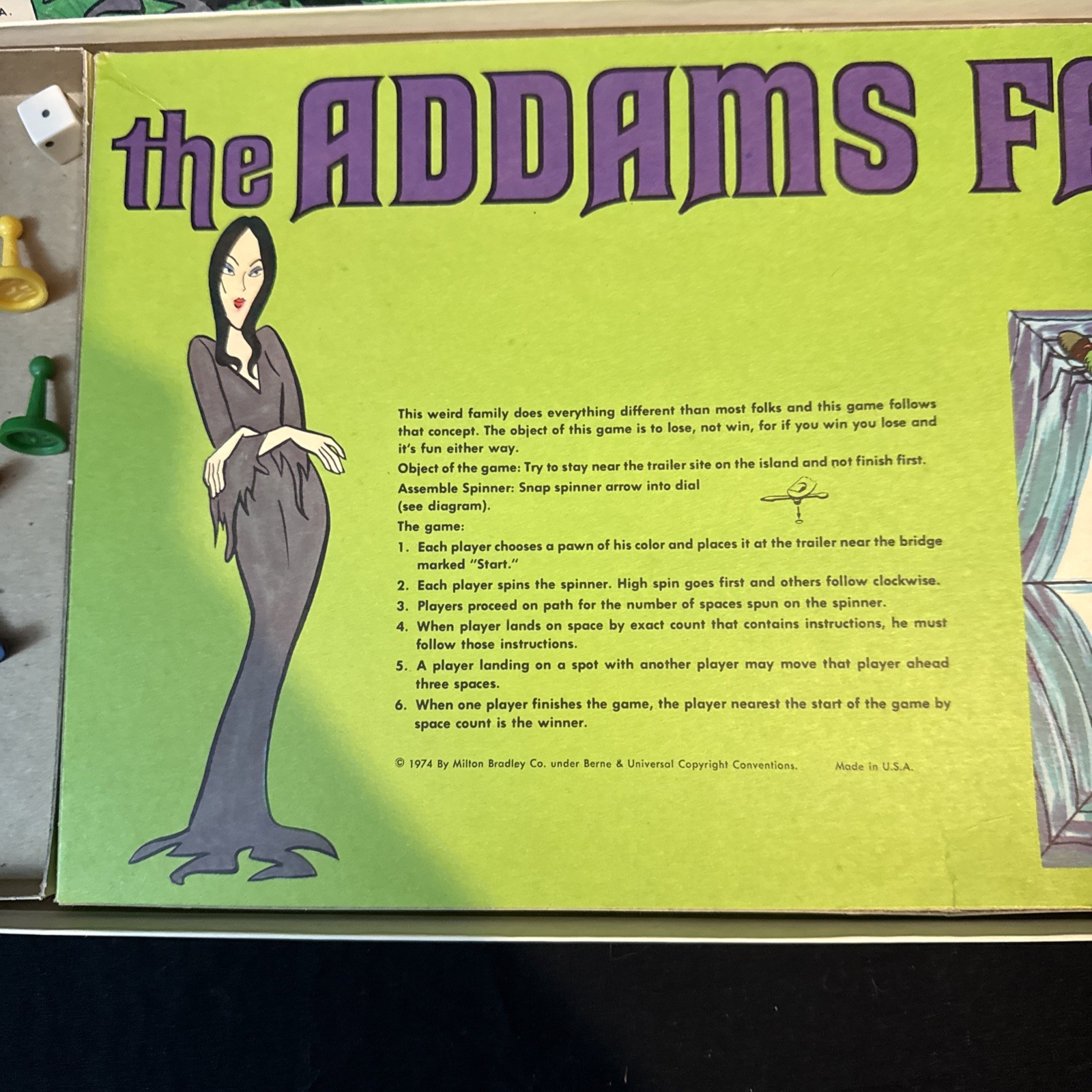 Vintage 1974 Milton Bradley The Addams Family Board Game In Original Box