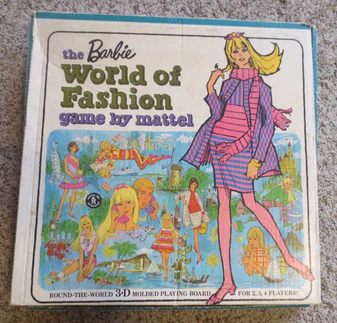 Mattel Barbie World Of Fashion Round The World Molded Board Game 1967