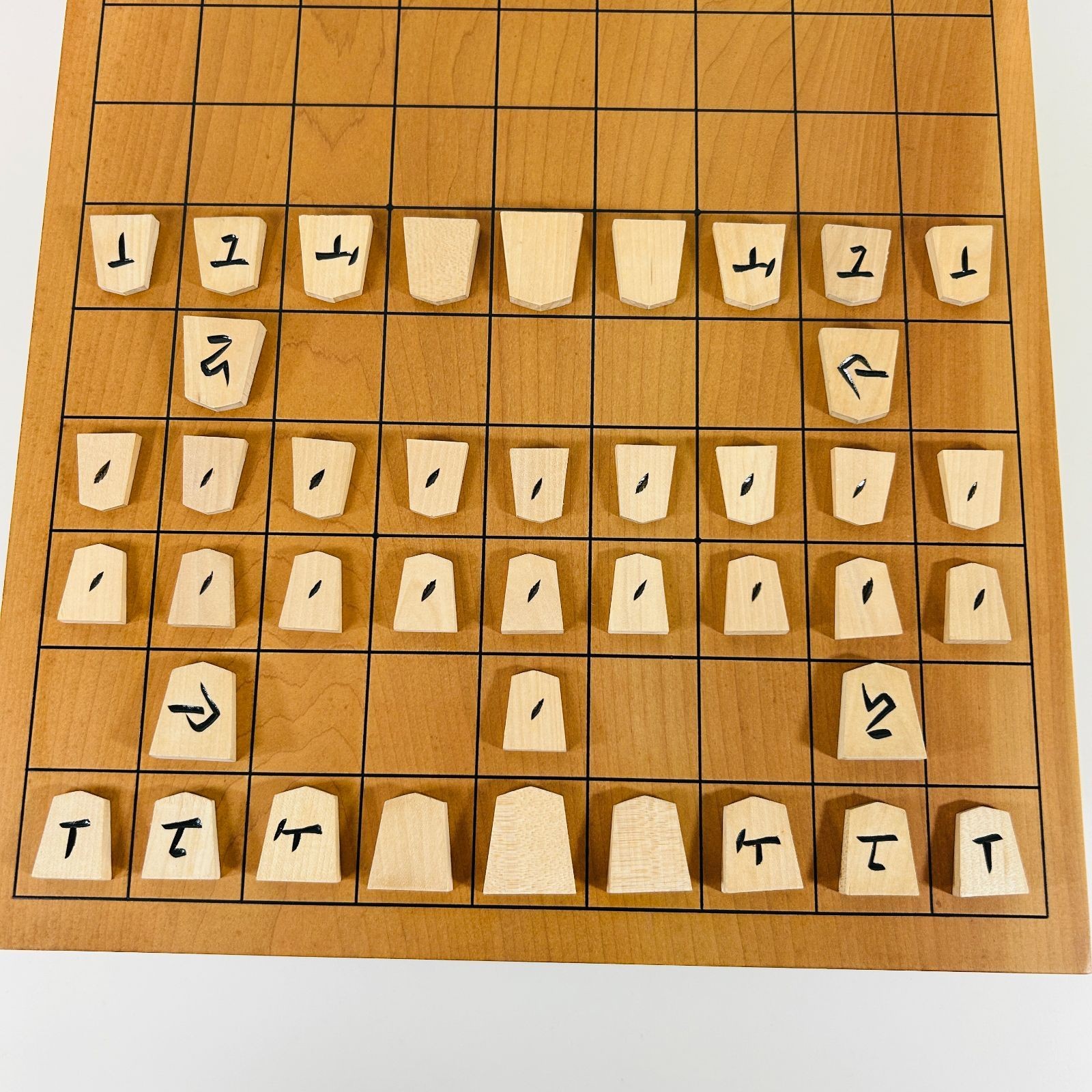 Natural Wood Black Carved Shogi Playable Set