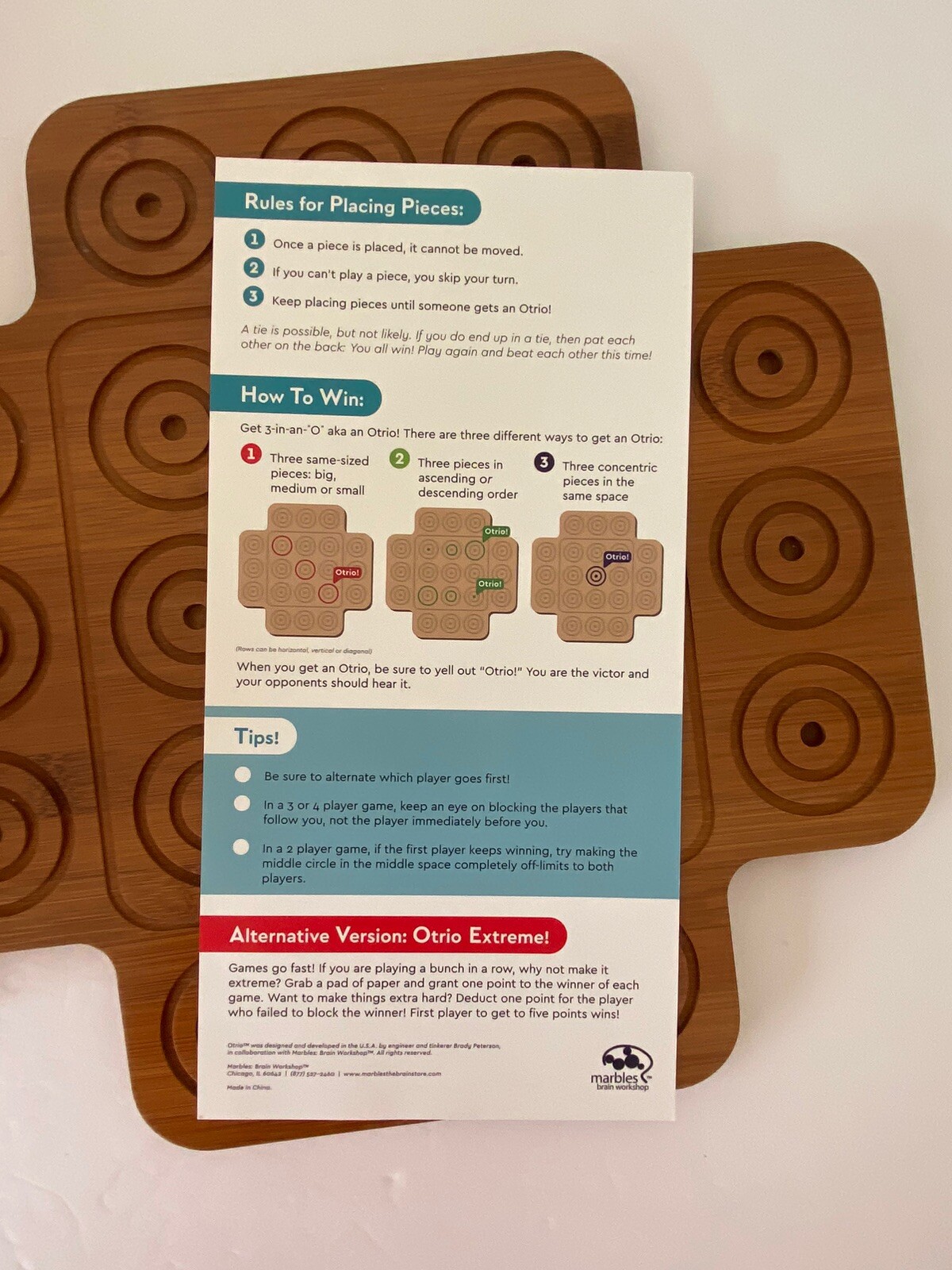 Otrio Wooden Board Game Complete Marbles Brain Workshop Complete Tic Tac Toe Fun