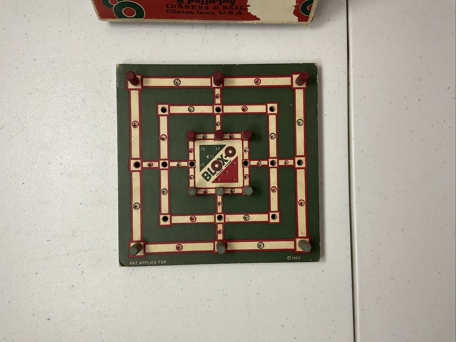 Vintage BLOX-O Puzzle 1923 Puzzle Peg Maker Wooden Brain Teaser