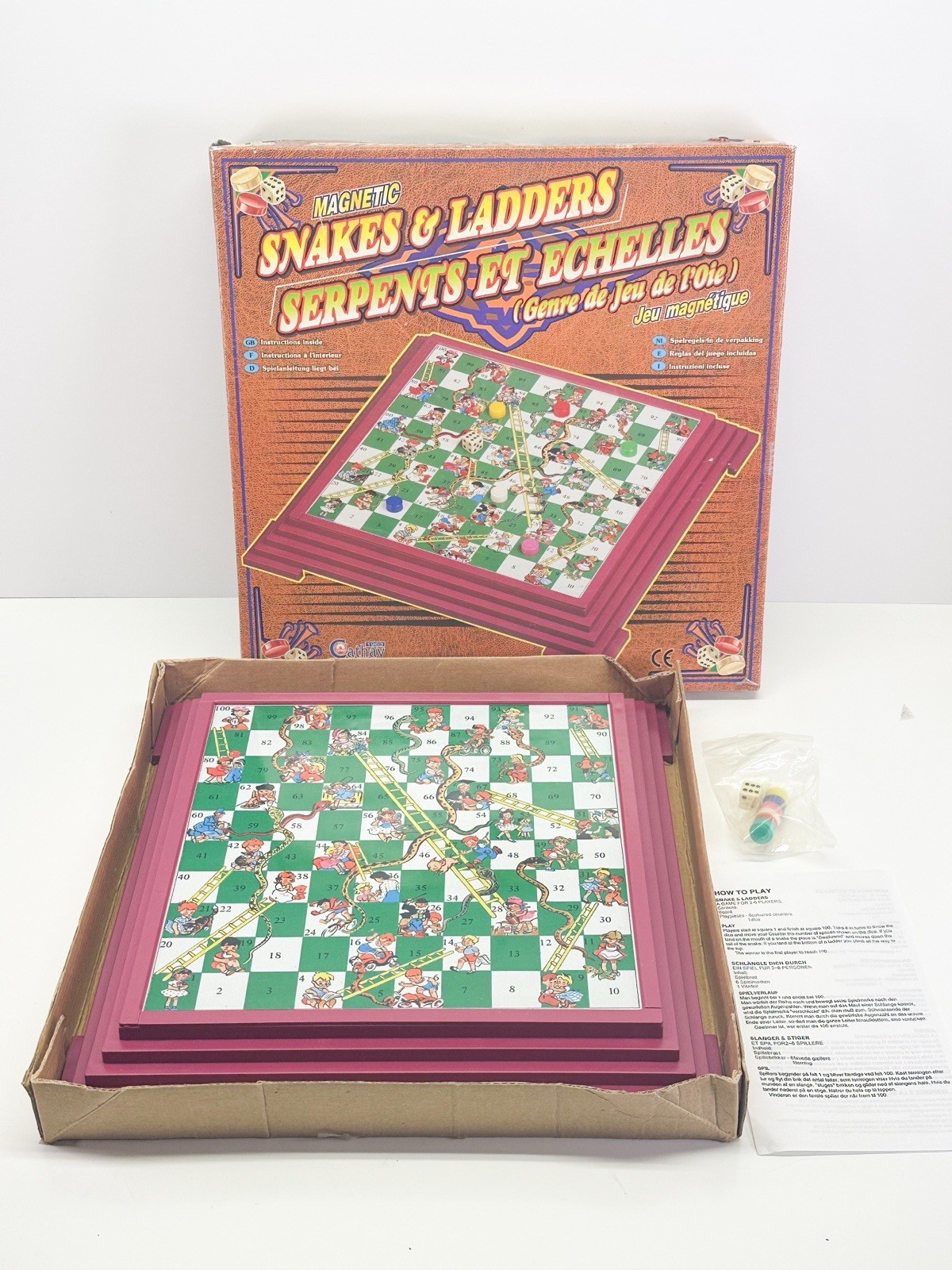 Cathay No. 975N Vintage Magnetic Snakes And Ladders Boardgame COMPLETE Travel