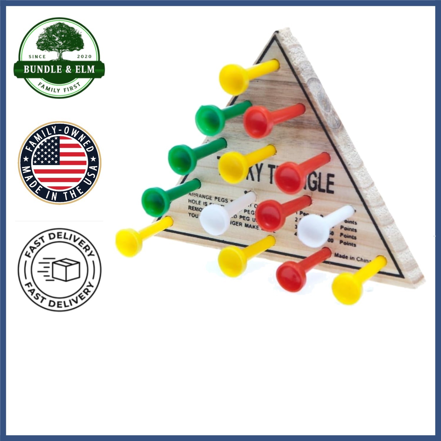 Interactive Wooden Triangle Game, Ideal for Educational Play and Strategy