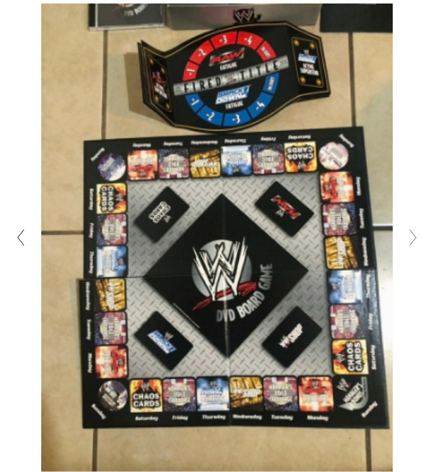WWE Wrestling DVD Board Game – 1st Edition- RAW/Smackdown All Pieces Are There!