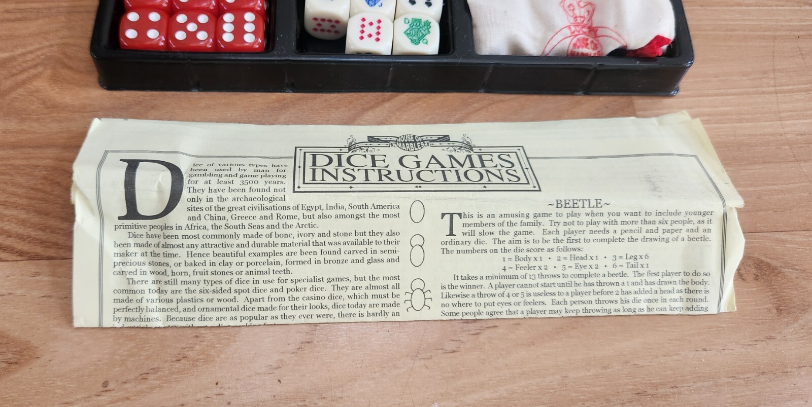 House of Marbles 15 Dice Games. New open box Spot Dice, poker dice, instructions