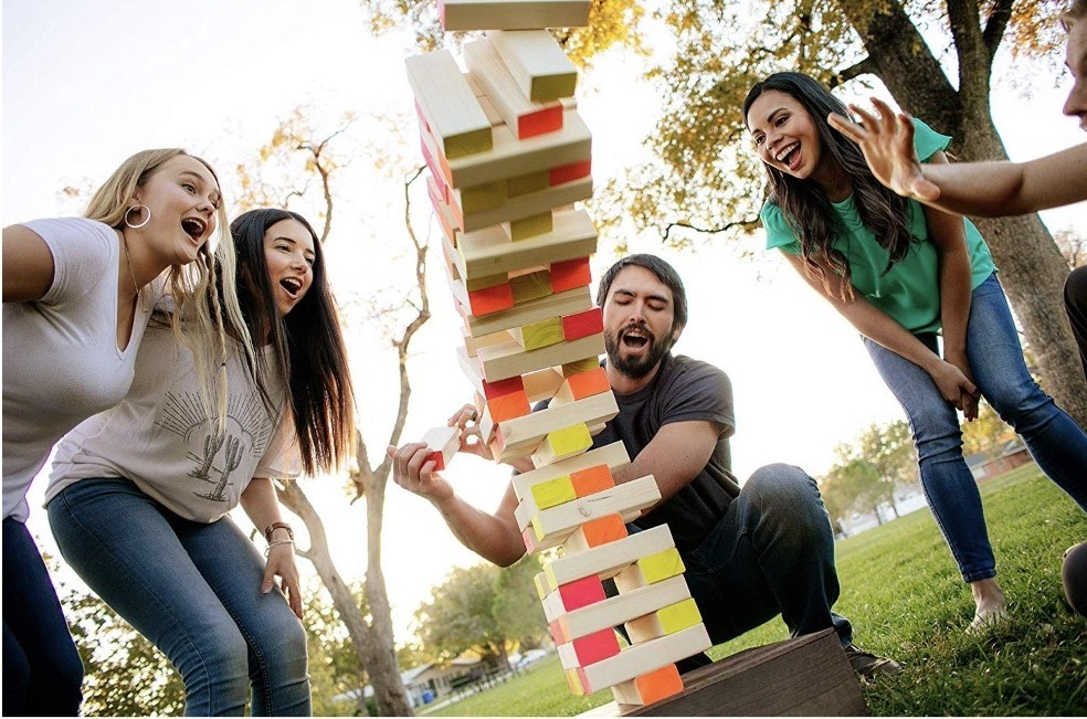 Giant Glowing Tumbling Tower Game Wooden Blocks Outdior Fun