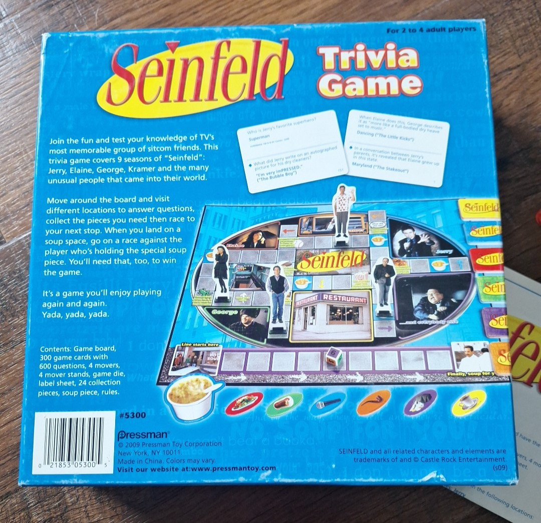 Seinfeld Trivia Board Game 2009 Pressman Complete 90s TV Sitcom Party Game