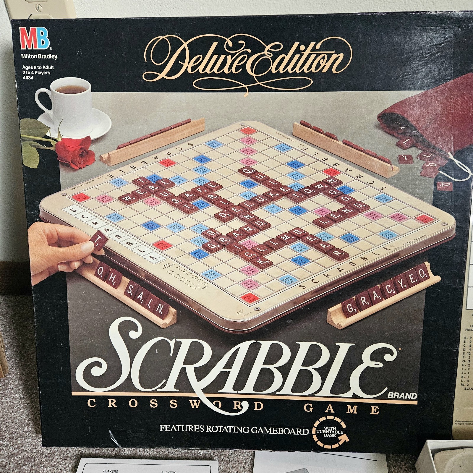 (Inside New) 1989 Scrabble Deluxe Edition COMPLETE Rotating Turntable Board Game