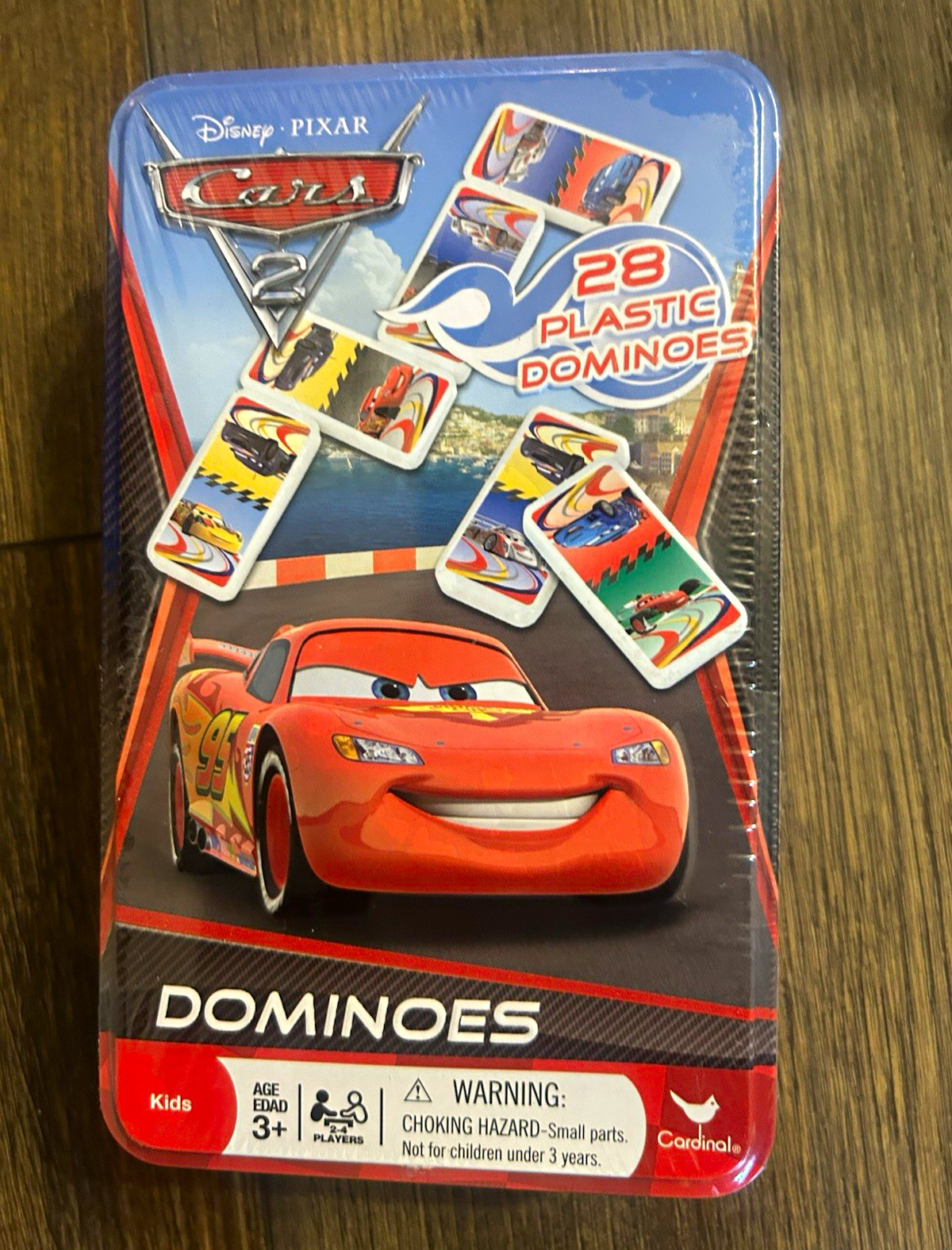 Cardinal Disney Pixar Cars 2 Dominoes Tin Set 28 Plastic Pieces Ages 3+