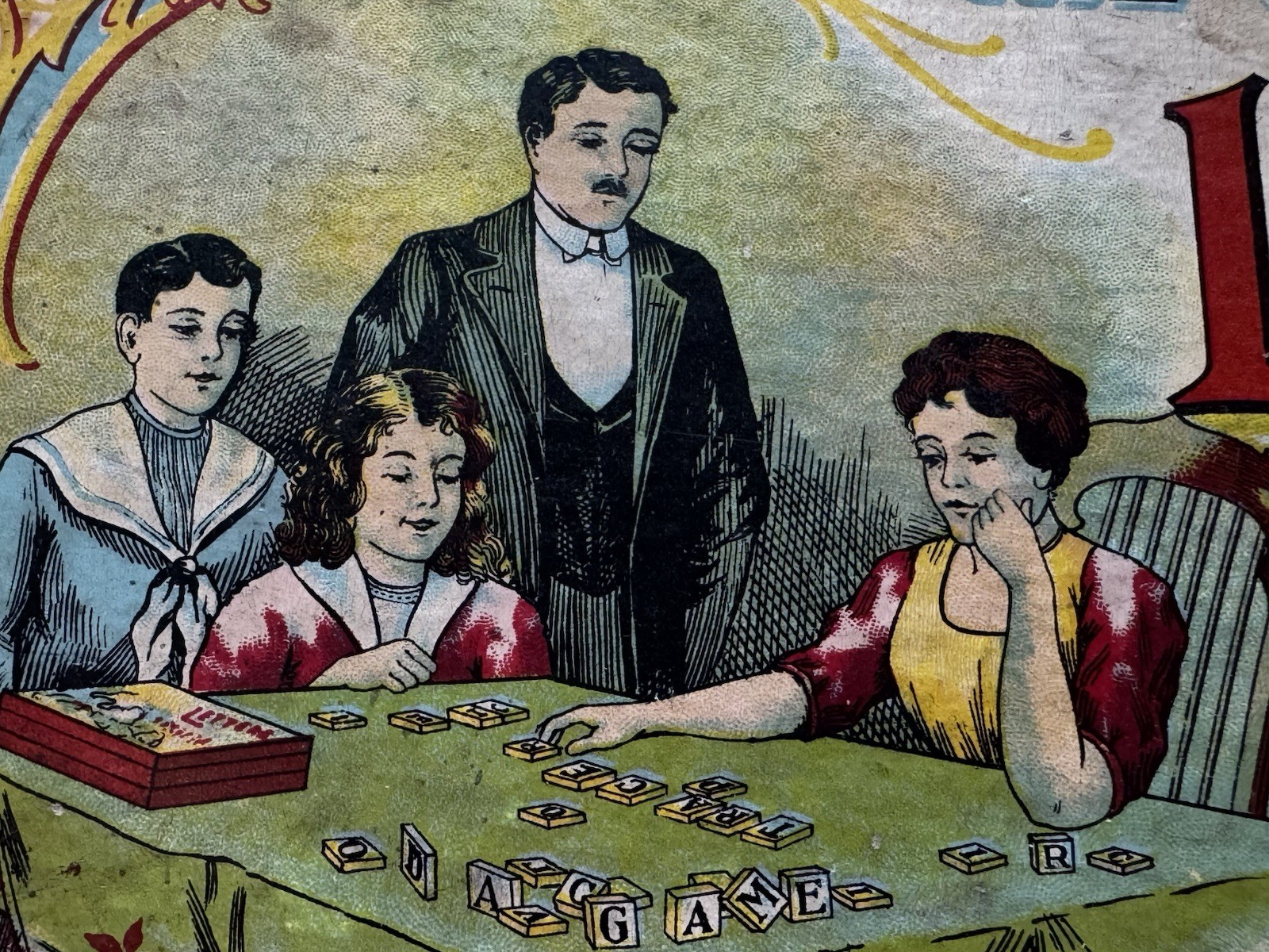 1899 ANTIQUE LETTERS ANAGRAMS WOOD BLOCKS GAME PARKER BROTHERS