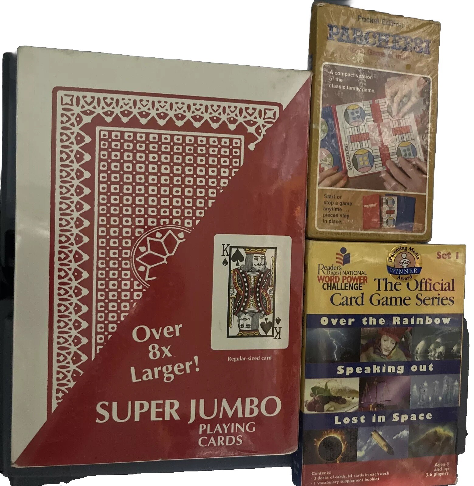 Parcheesi Pocket Edition Royal Game of India Jumbo Playing Cards Word Power Lot
