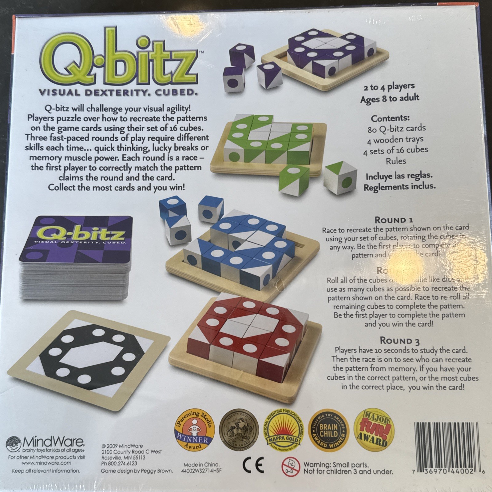 MindWare Q-bitz Visual Dexterity Cubed – Pattern Game – Award Winner -New Sealed