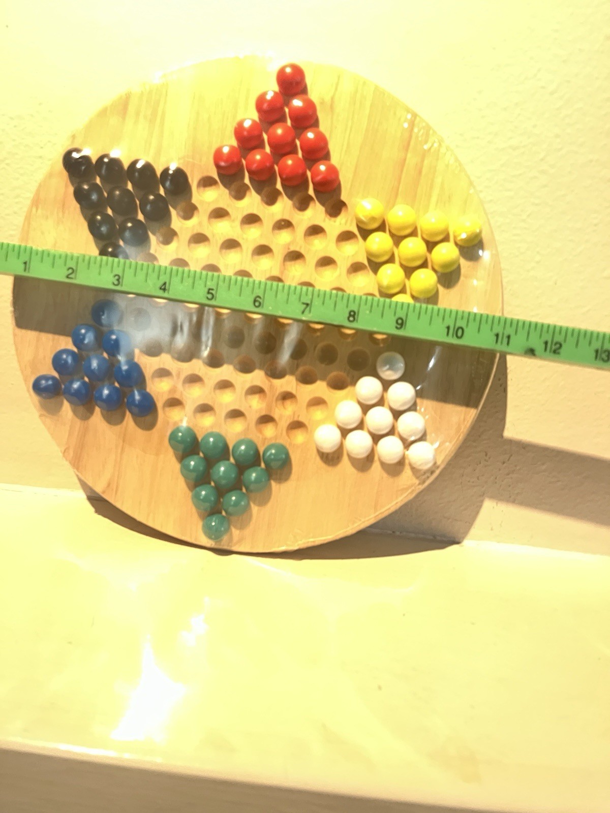 NEW All Natural Wood Chinese Checkers with Wooden Marbles Board Game