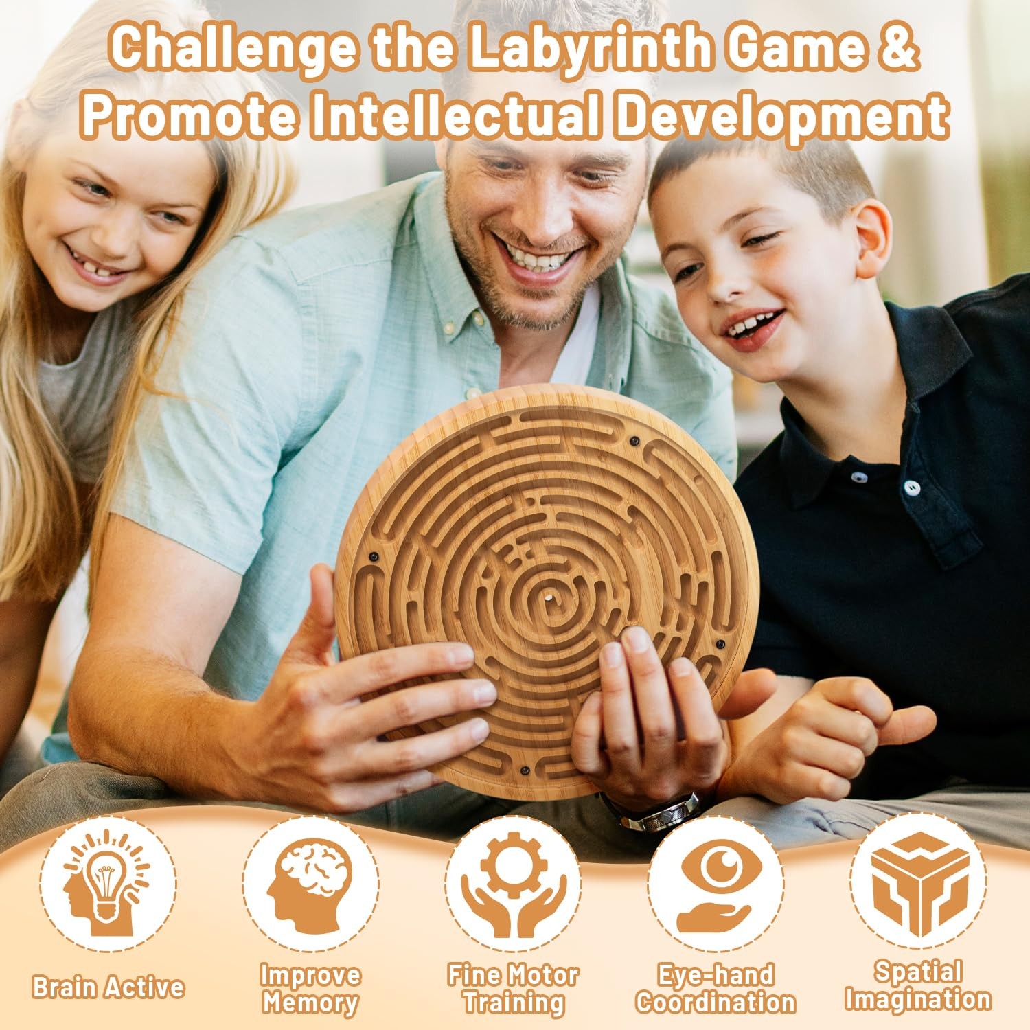 Wooden Labyrinth Board Game with Two Versions of Upgraded Circular Marble Maz…