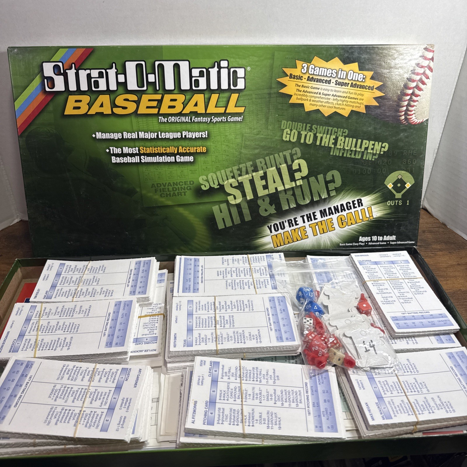 Strat O Matic Baseball Game Box Board Charts Dice 100% Complete