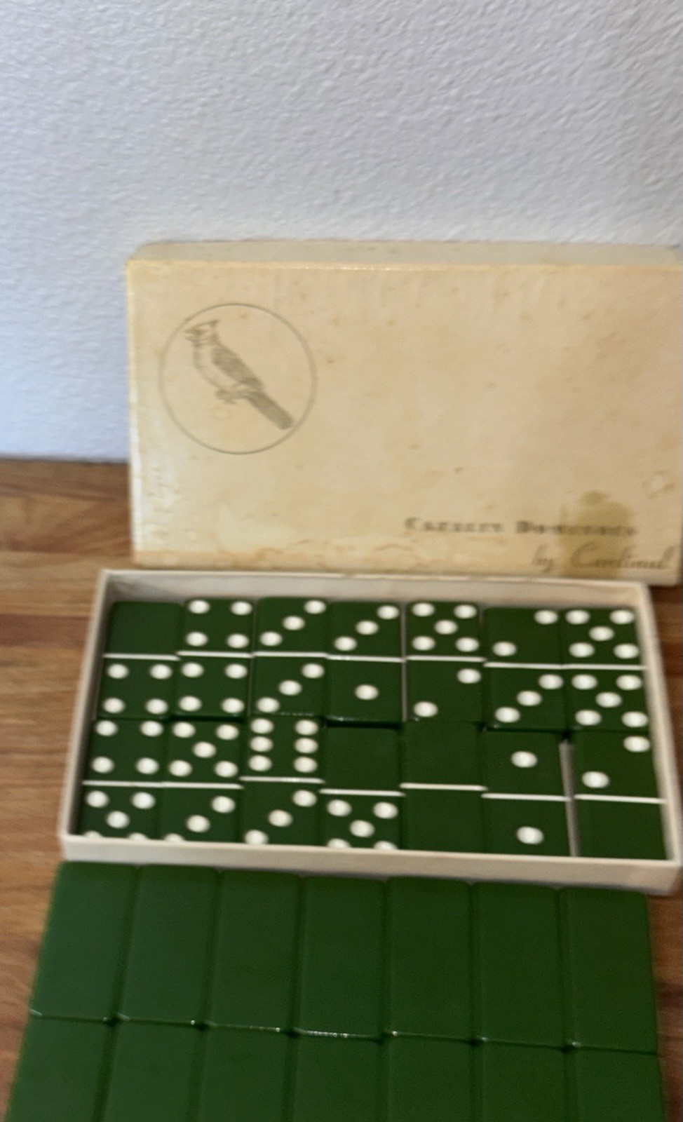 1940s Catalina Dominoes by Cardinal GREEN No. 500 With Original Box. Very Nice