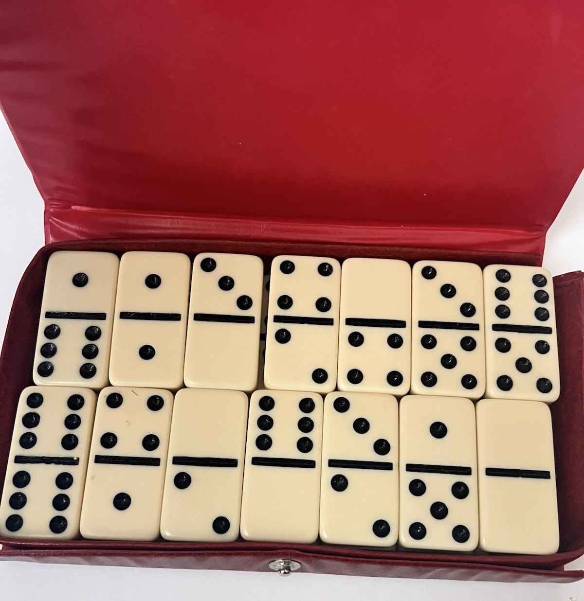 Vintage Domino By Cardinal 28 Dominoes Set Double Six In Vinyl Case