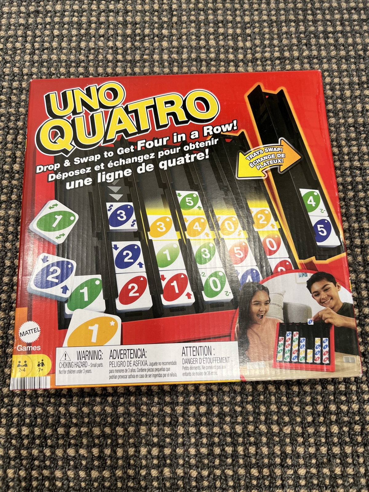 UNO Quatro Game with Colored Tiles & Plastic Game Grid for Adult!