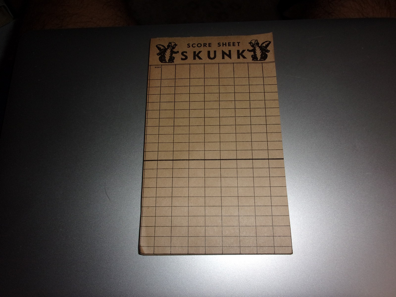 1953 Vintage SKUNK Game Scorepad. No Cardboard backing. 1/4″ Thick of pages.