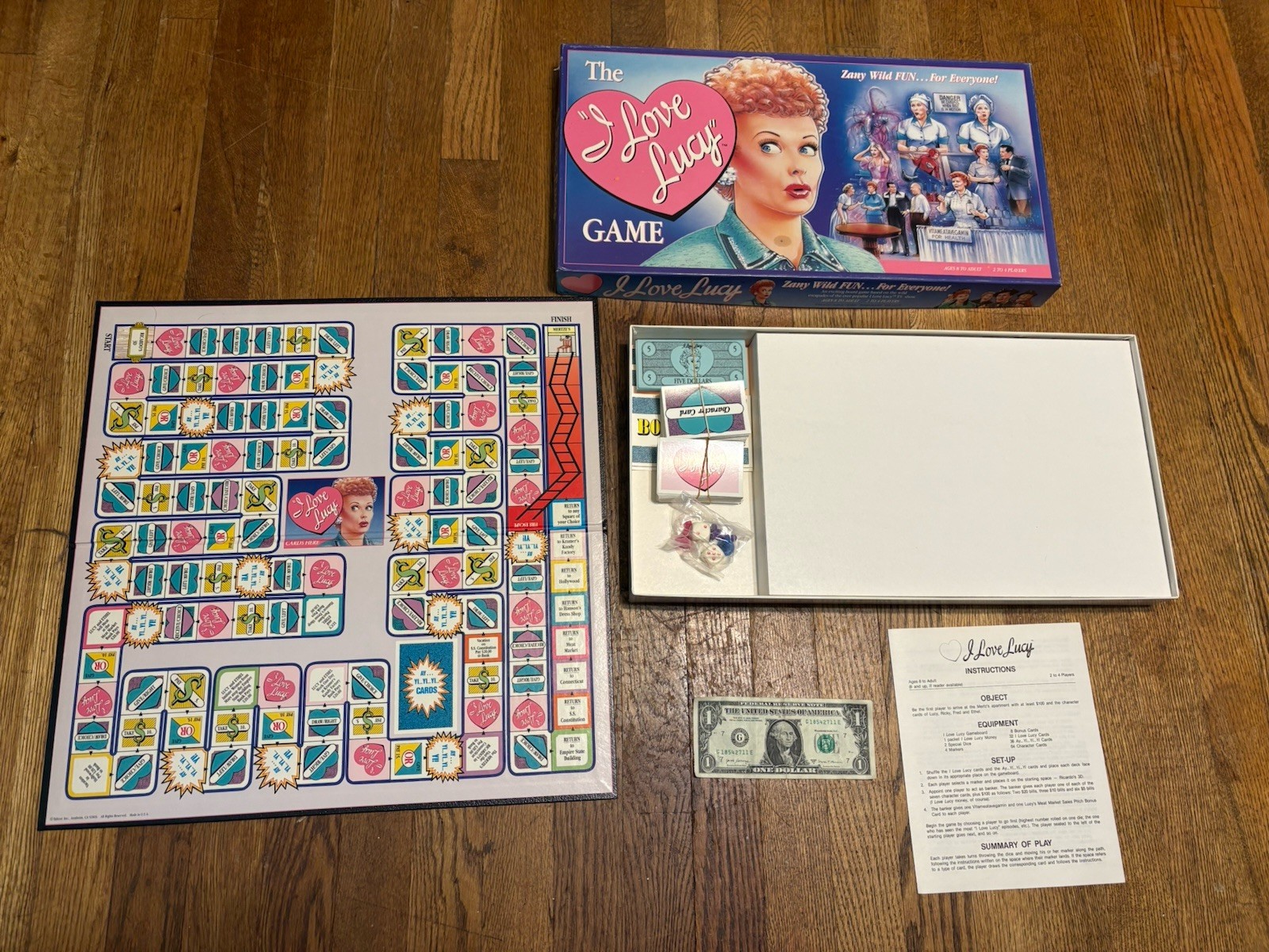 Vintage The I Love Lucy Board Game Complete Talicor 1990 TV Show Lucille Ball