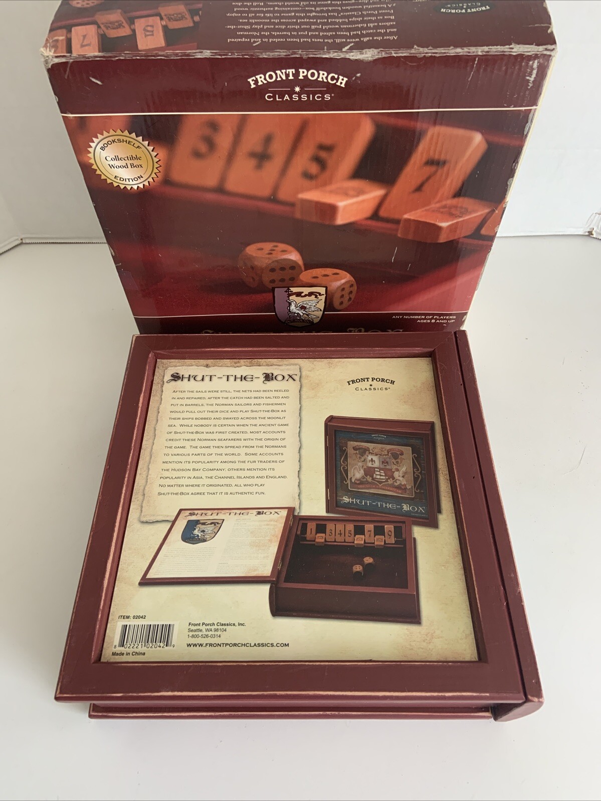 Shut The Box Wooden Bookshelf Edition Strategy Game Front Porch Classics