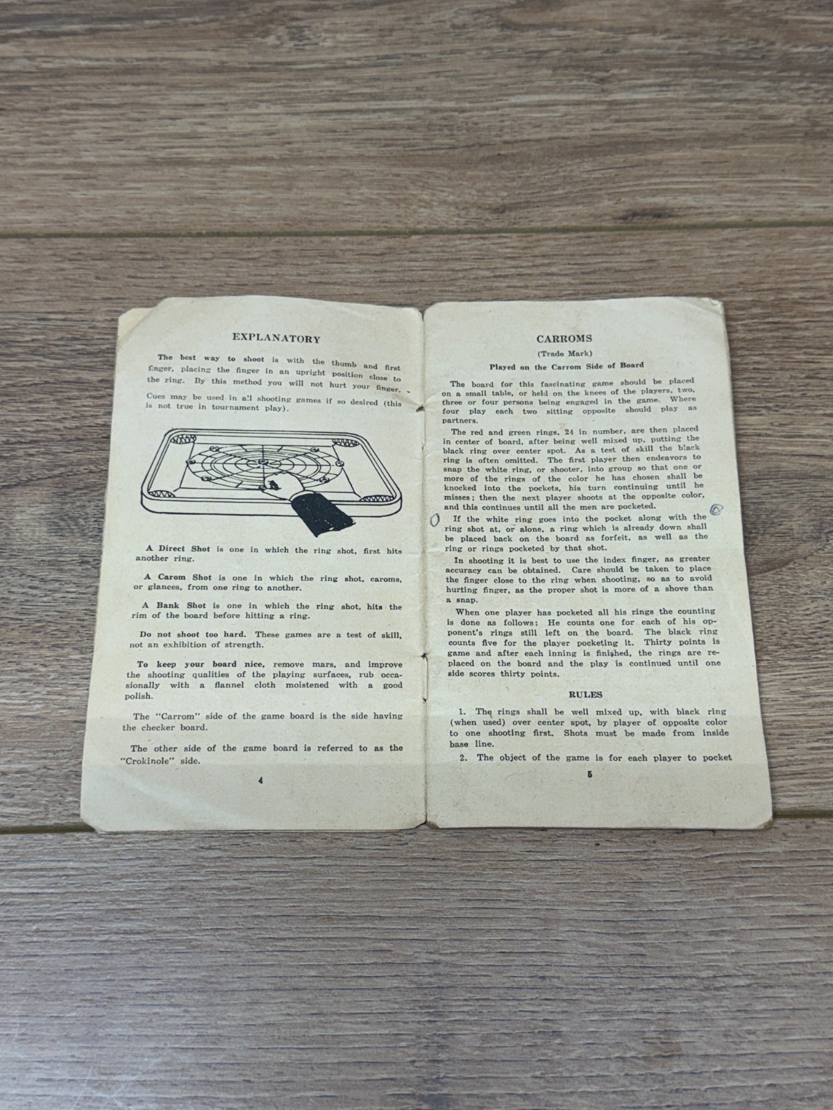 The Carrom Company 1940’s Carrom Game Boards Direction Booklet & Ephemera