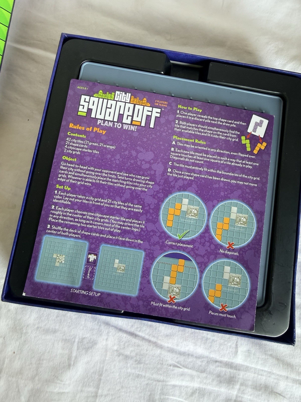 Gamewright City Square Off Strategy Planning Head-to-Head Board Game Complete
