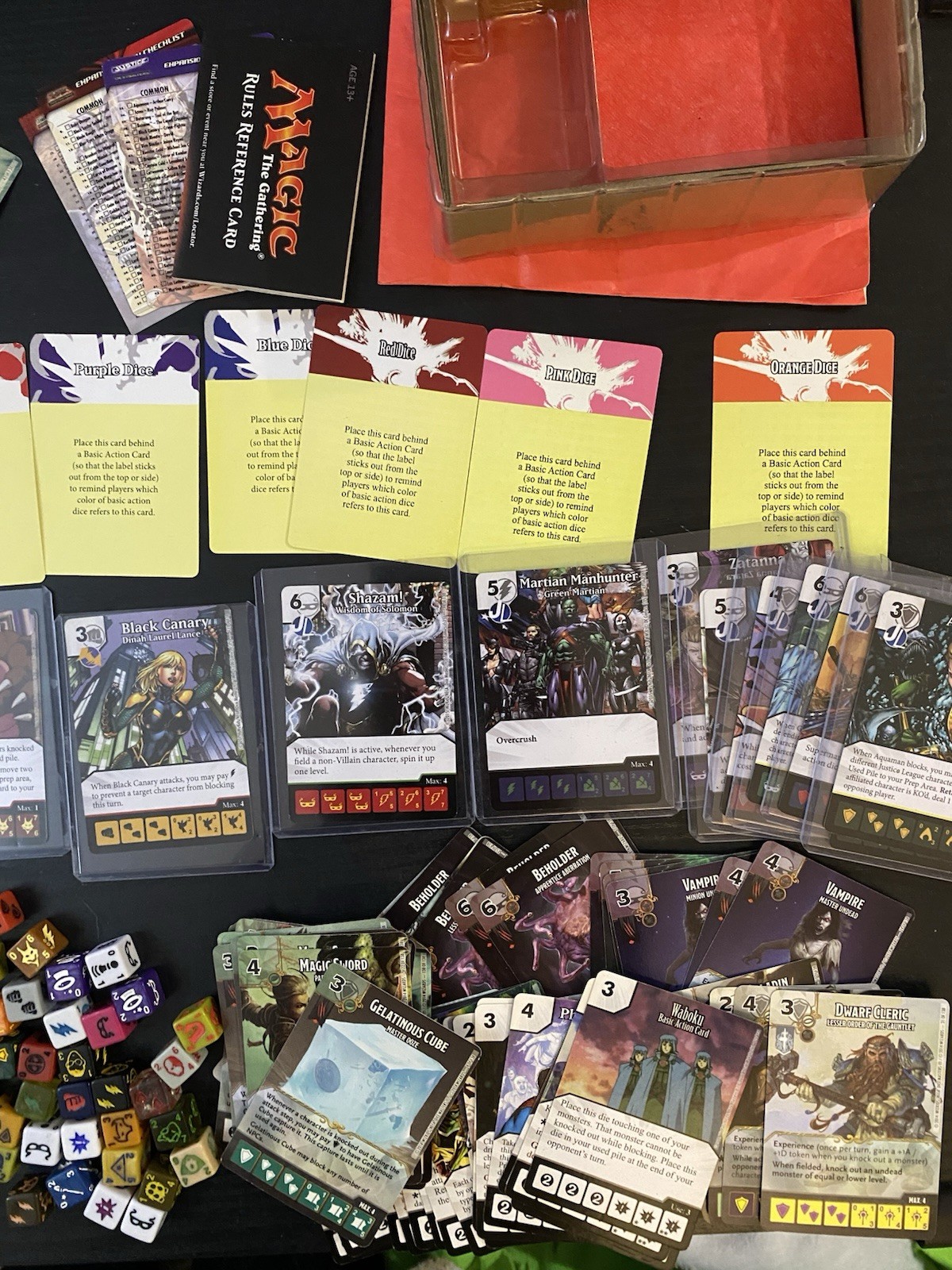 HUGE LOT- DC Dice Masters: Justice League- Wiz kids-Store Counter Box-Cards