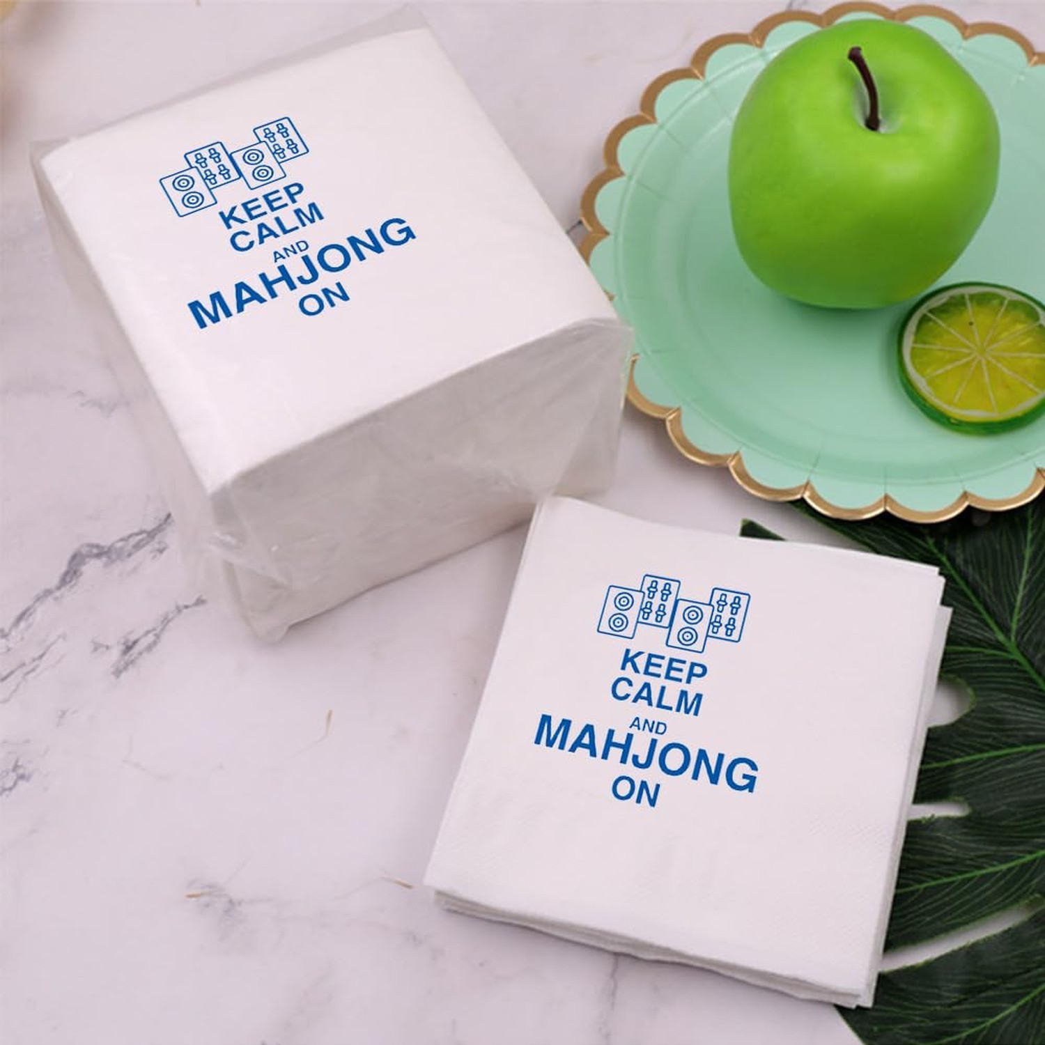 Mah Jongg Cocktail Napkins 50Pcs Keep Calm And Mahjong On Paper Disposable Na…