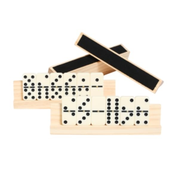 Double 6 Dominoes Set for Adults – 28 Durable Tiles with 4 Tile-Holding Racks…