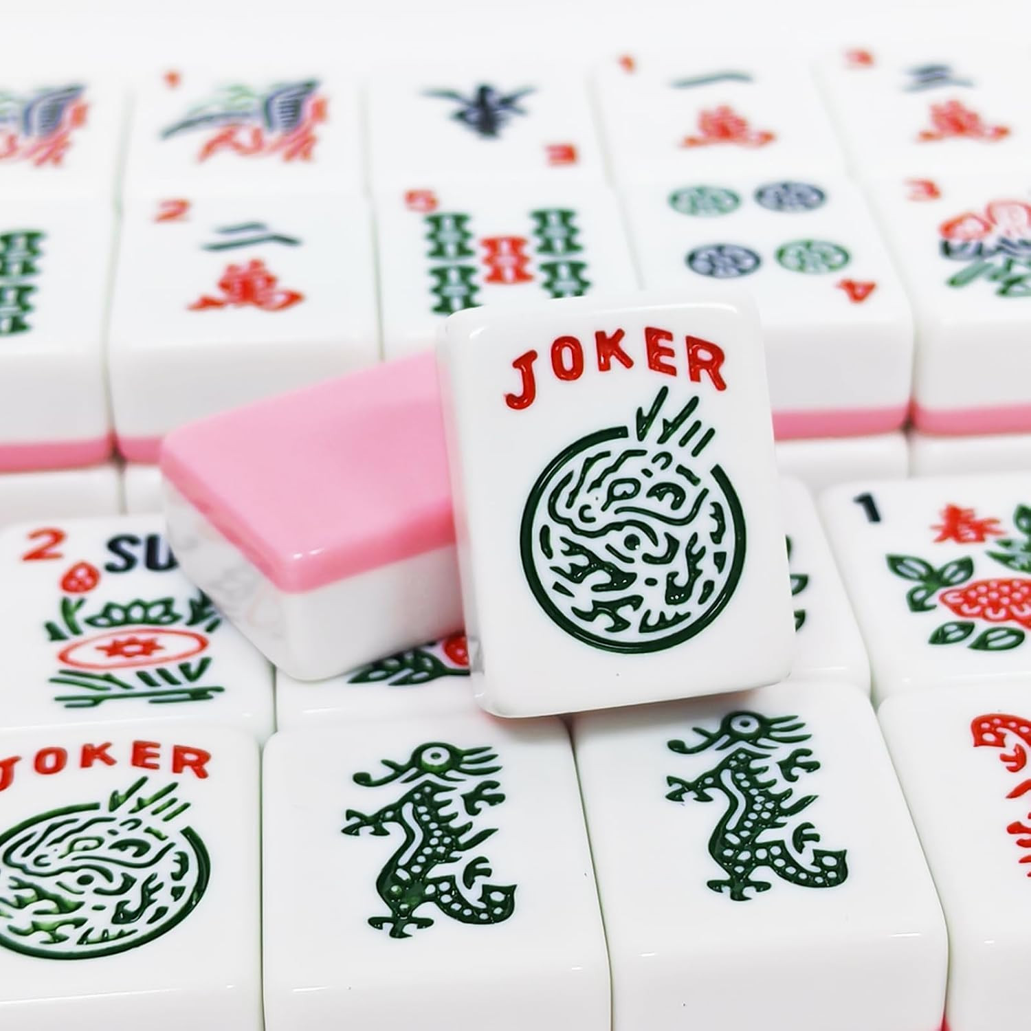 American Mahjong Tiles Set, 166 Pink Mahjong Tiles 1.2 Inch with Carrying Bag an