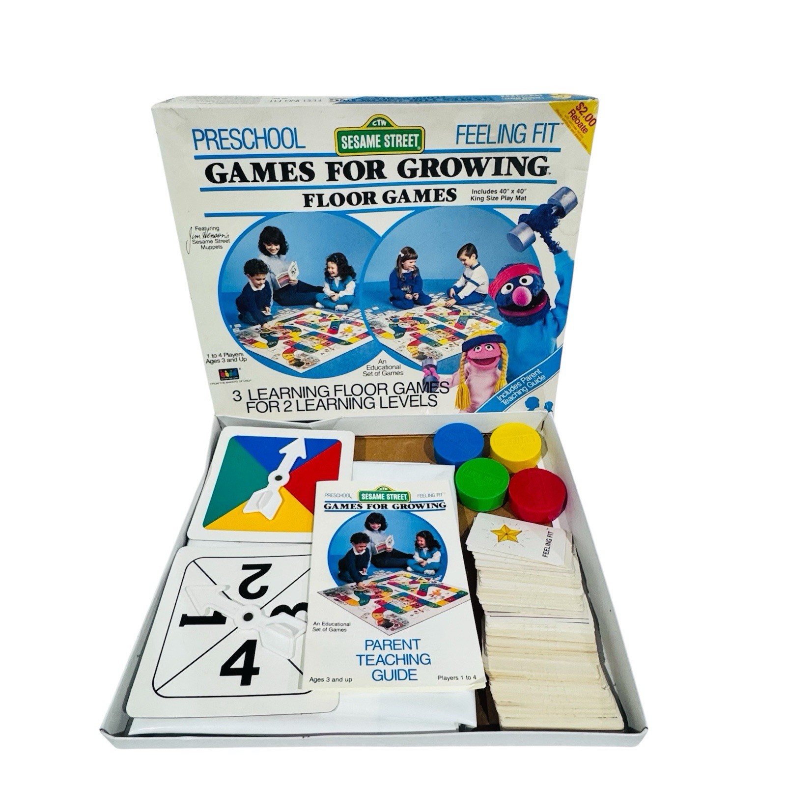 Vintage Sesame Street Games For Growing Feeling Fit Floor Games Complete EUC