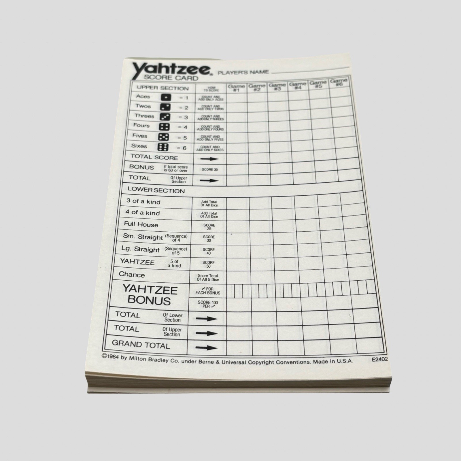 VINTAGE Travel Yahtzee Dice Game COMPLETE 1986 With Score Sheets Directions