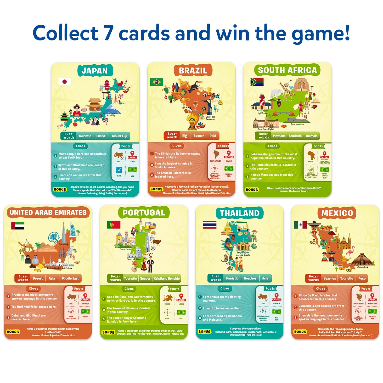 Guess 10 Countries World Card Games Educational Travel Trivia Gifts Ages 8 Up