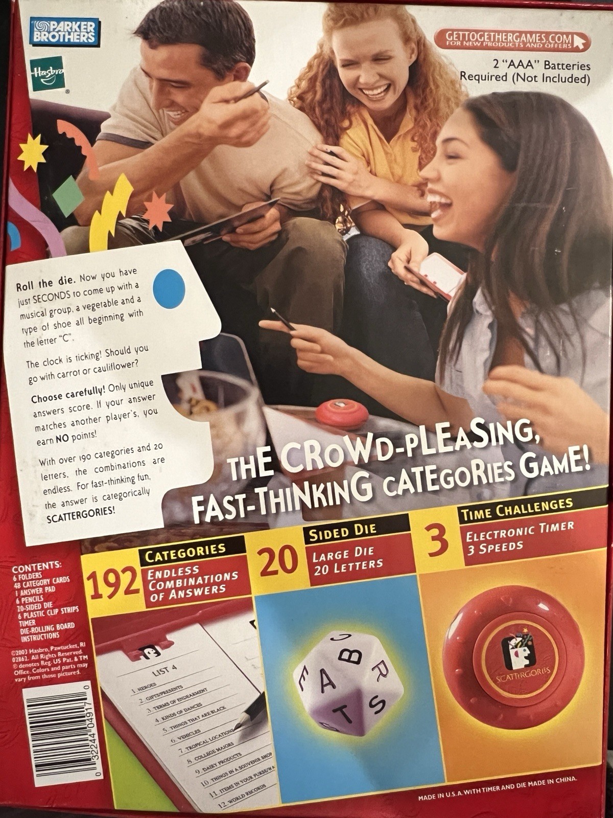 1999 Hasbro Board Game of Scattergories Word Game – Vintage