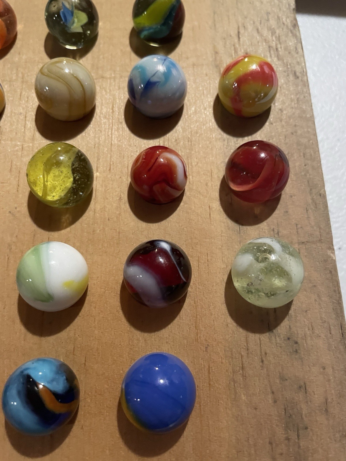 2 Vintage Wooden Marble Solitaire Games with 29 Marbles Cats Eye Nice! 1960’s