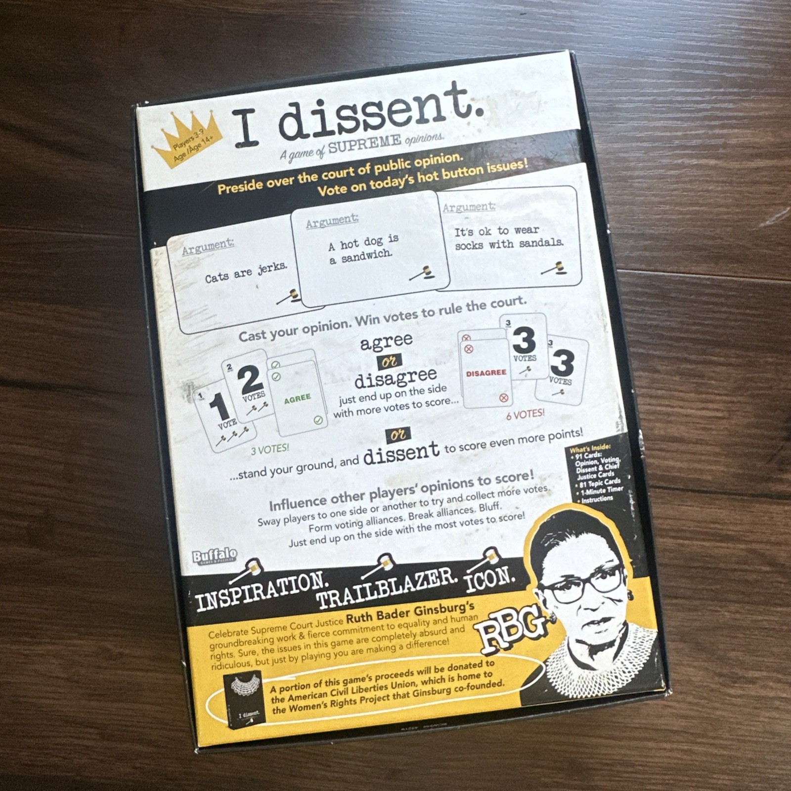 I Dissent Board Game A Game of Supreme Opinions Ruth Bader Ginsberg RBG Court