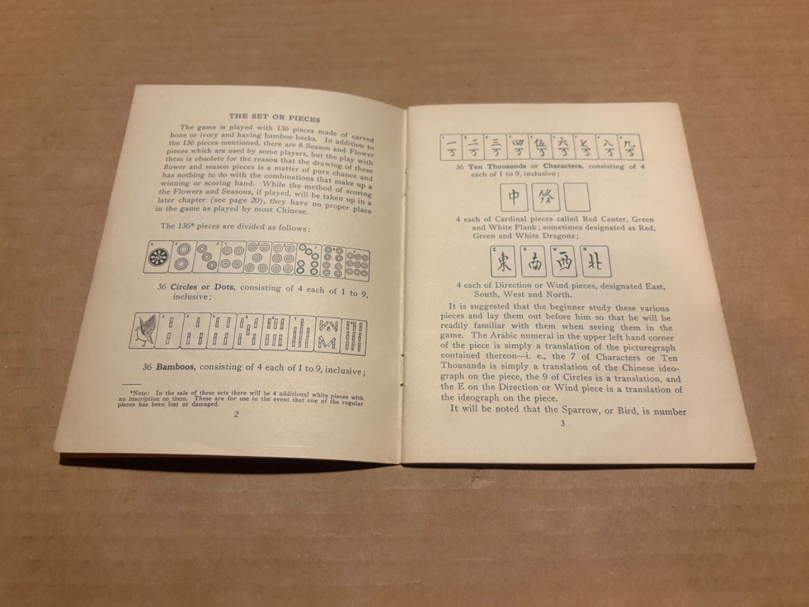 Chinese Ma Cheuck Board Game 1923 Used Possibly Not Complete