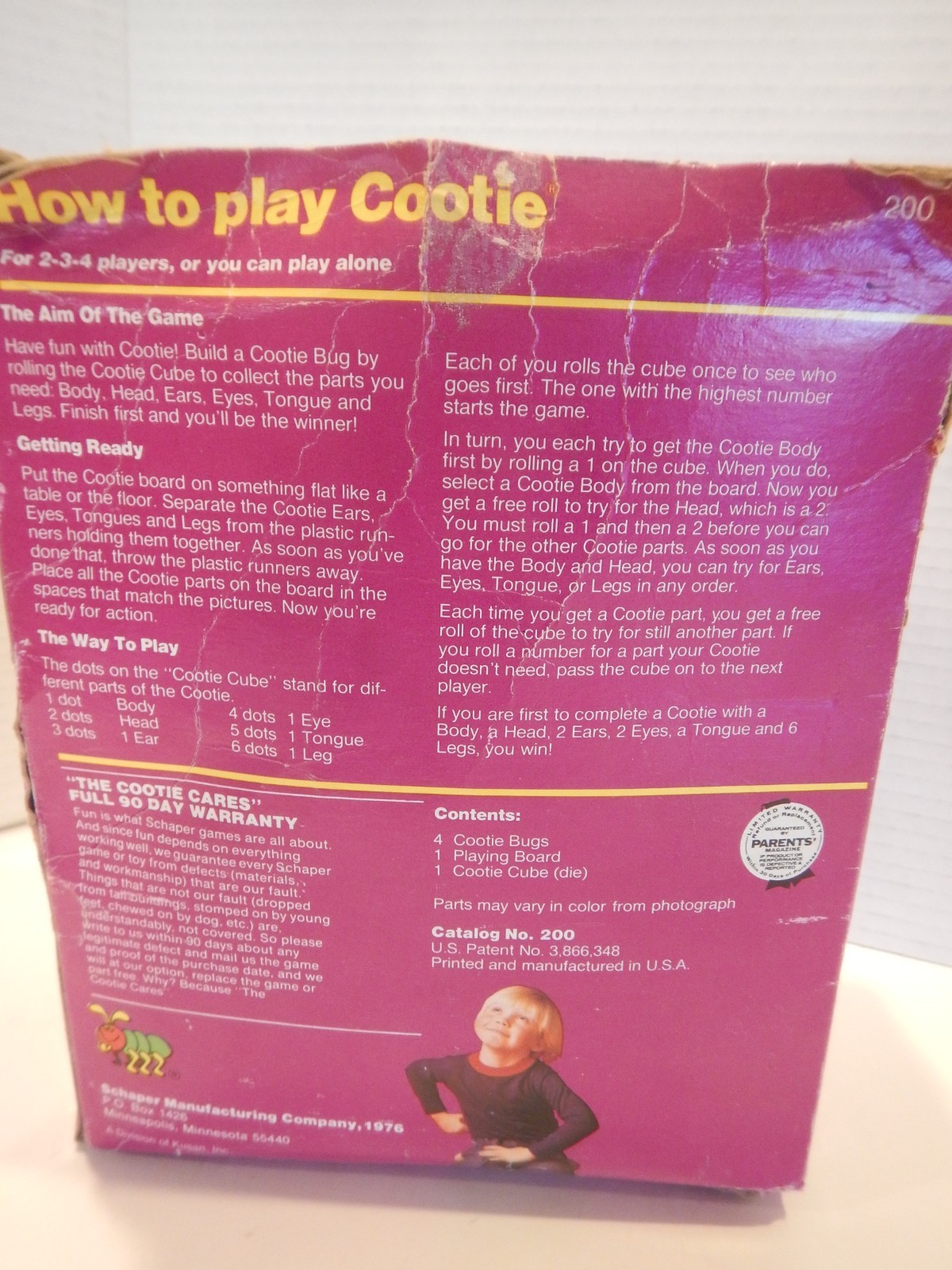 Vintage 1976 Schaper Cootie Game Toy COMPLETE Set with Original Box